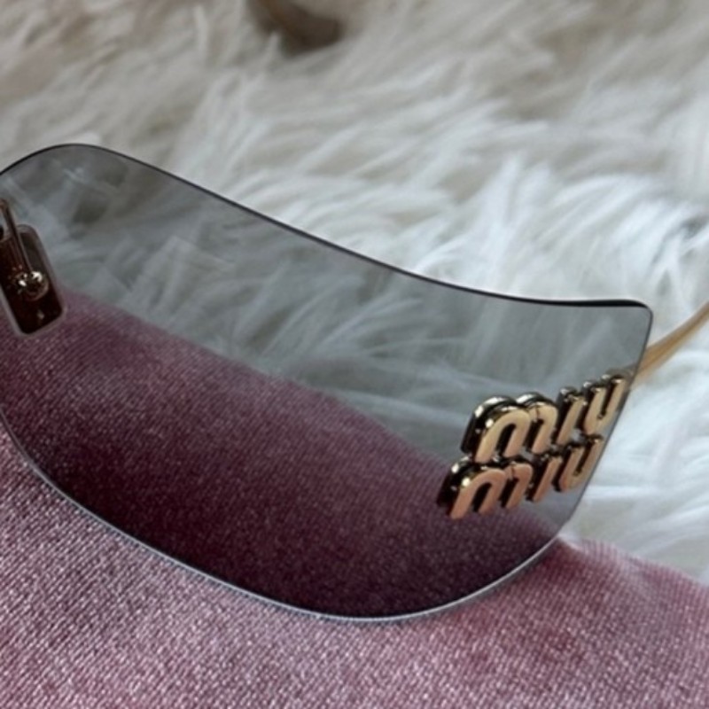 miumiu 繆繆 MU54YS 墨鏡 太陽鏡 金色logo 細鏡腿 不規則形-4