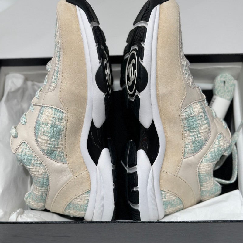 香奈兒Chanel 毛呢鞋 綠色運動球鞋 37碼-3