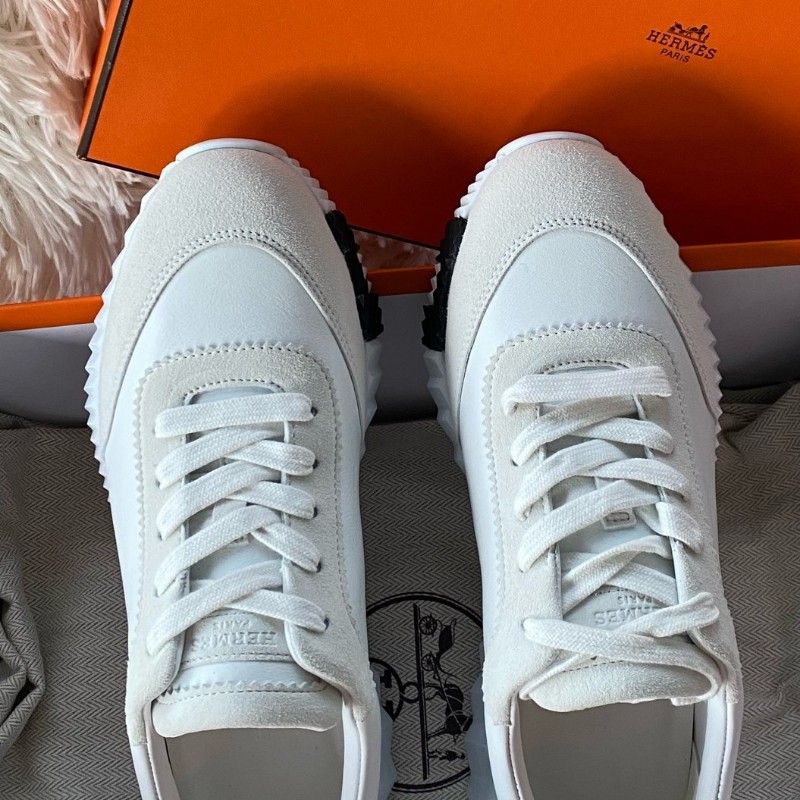 愛馬仕Hermes bouncing 三拼熊貓配色白拼灰運動球鞋 36碼-1