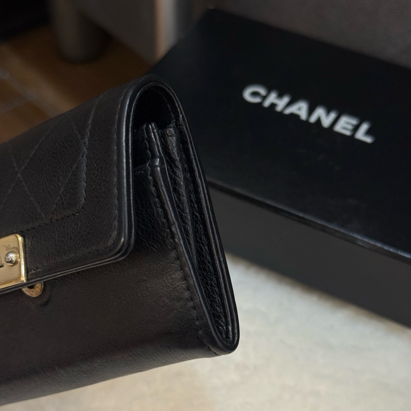 (保留中)CHANEL金屬鐵牌黑色卡夾零錢包-5