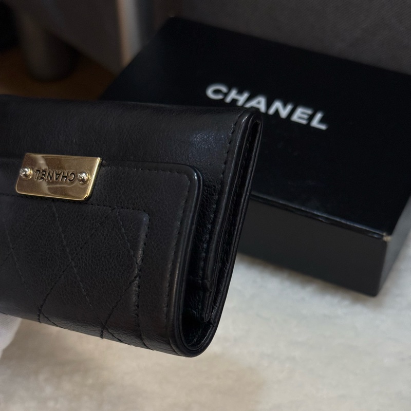(保留中)CHANEL金屬鐵牌黑色卡夾零錢包-8