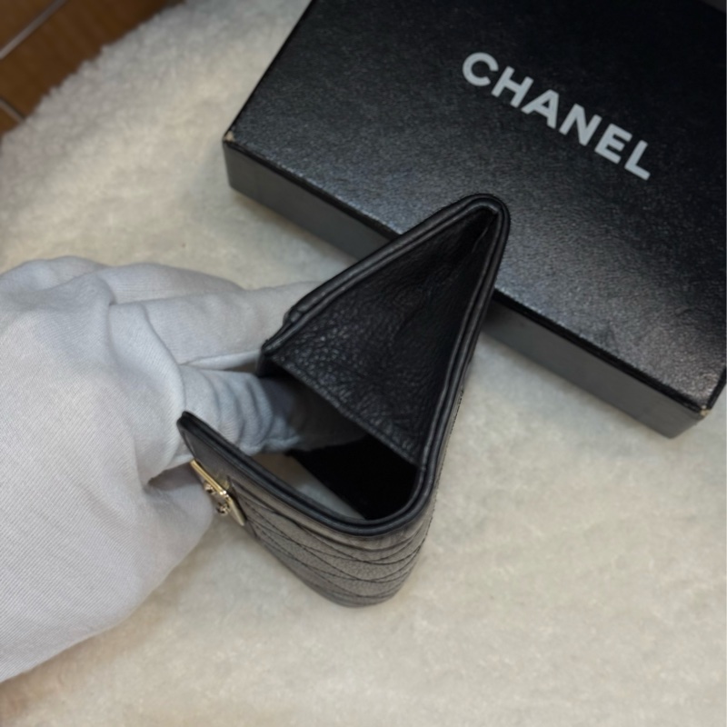 (保留中)CHANEL金屬鐵牌黑色卡夾零錢包-10