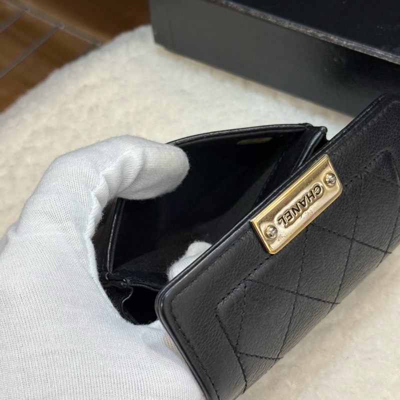 (保留中)CHANEL金屬鐵牌黑色卡夾零錢包-12