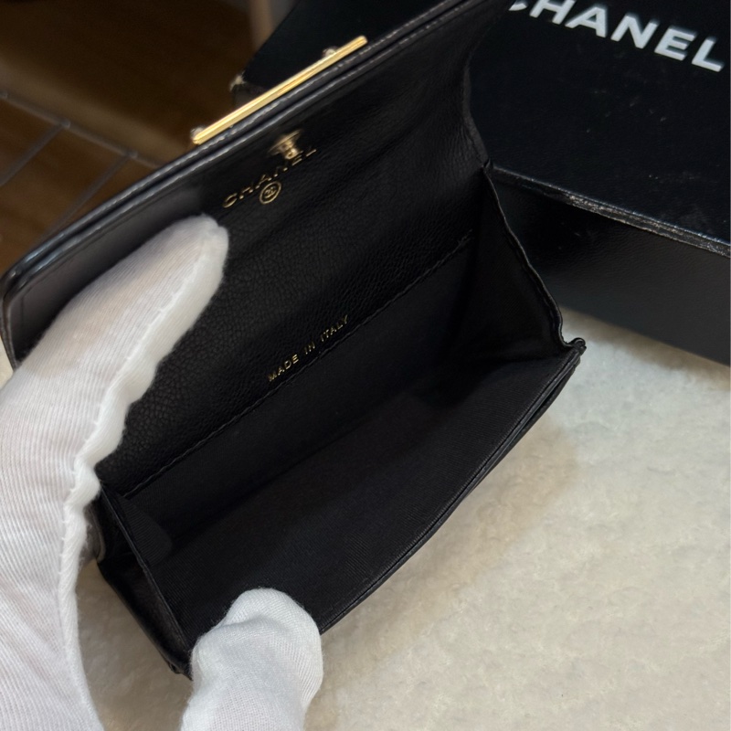(保留中)CHANEL金屬鐵牌黑色卡夾零錢包-13