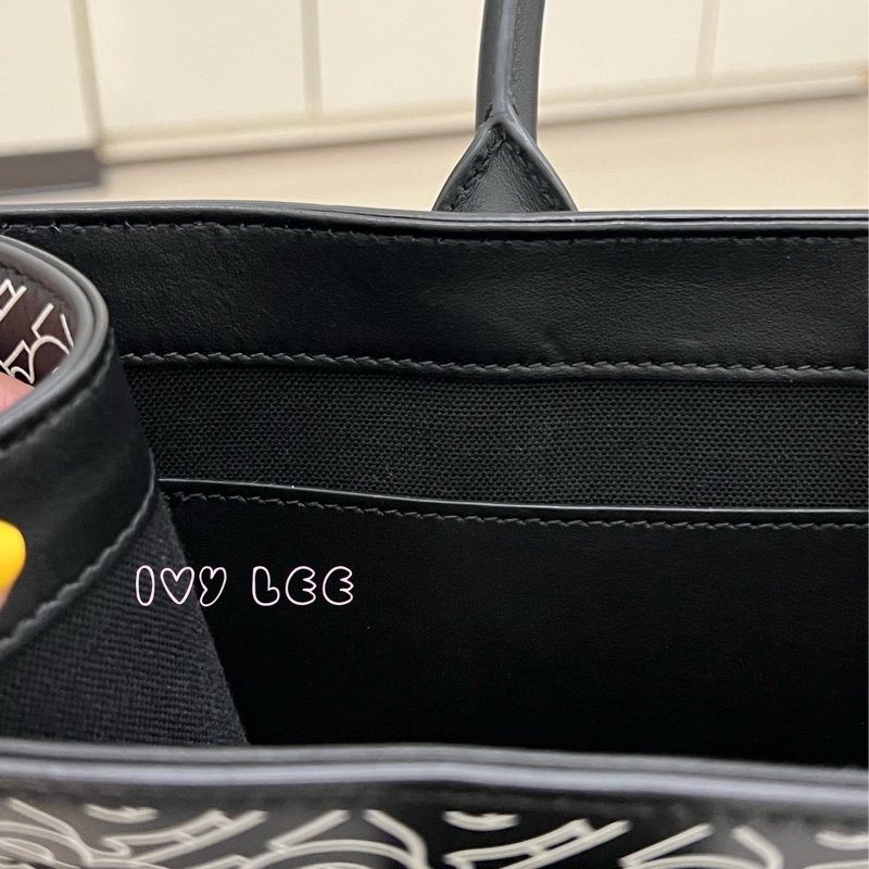 BURBERRY 經典黑色牛皮 滿版LOGO 托特包 男士 斜背包 手提包 正品 二手精品-14