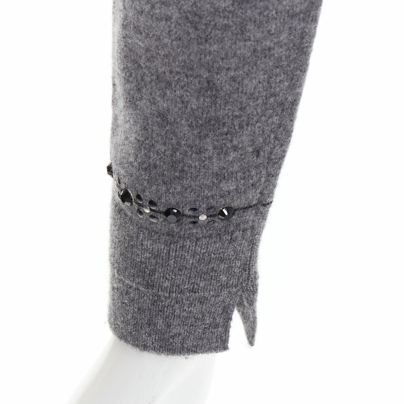MARC JACOBS grey wool cashmere embellished trim cardigan sweater XS-7