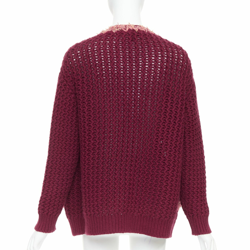 CHANEL 2022 Runway 100% cashmere burgundy pink tweed 4 pockets cardigan FR34 XS-4