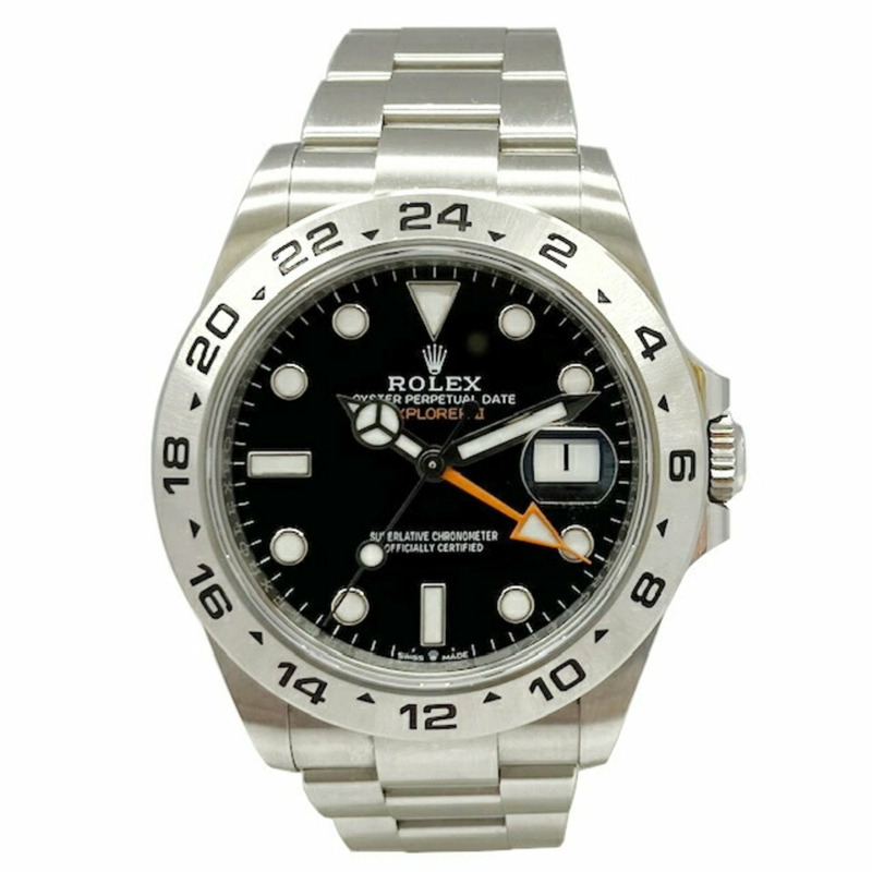ROLEX Explorer II 226570，隨機編號，黑色錶盤，不銹鋼，自動機芯，男士手錶-0