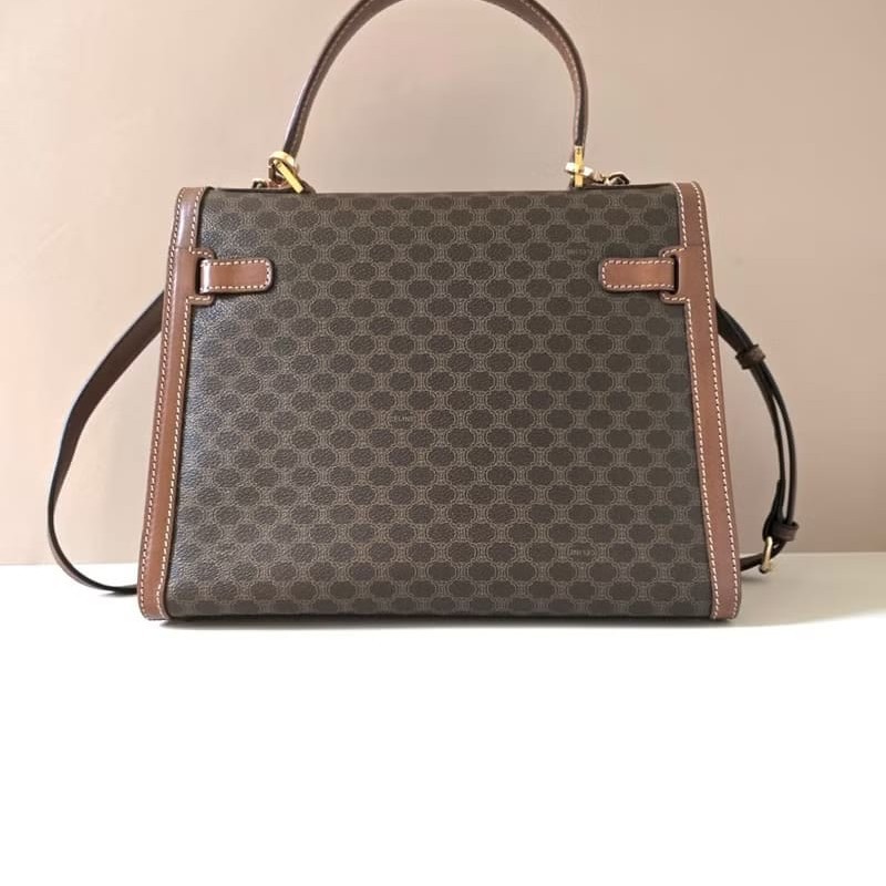 【LA LUNE】絕版中古包 Celine老花金扣凱莉包 皮革包 單肩包 側背包 斜背包-2