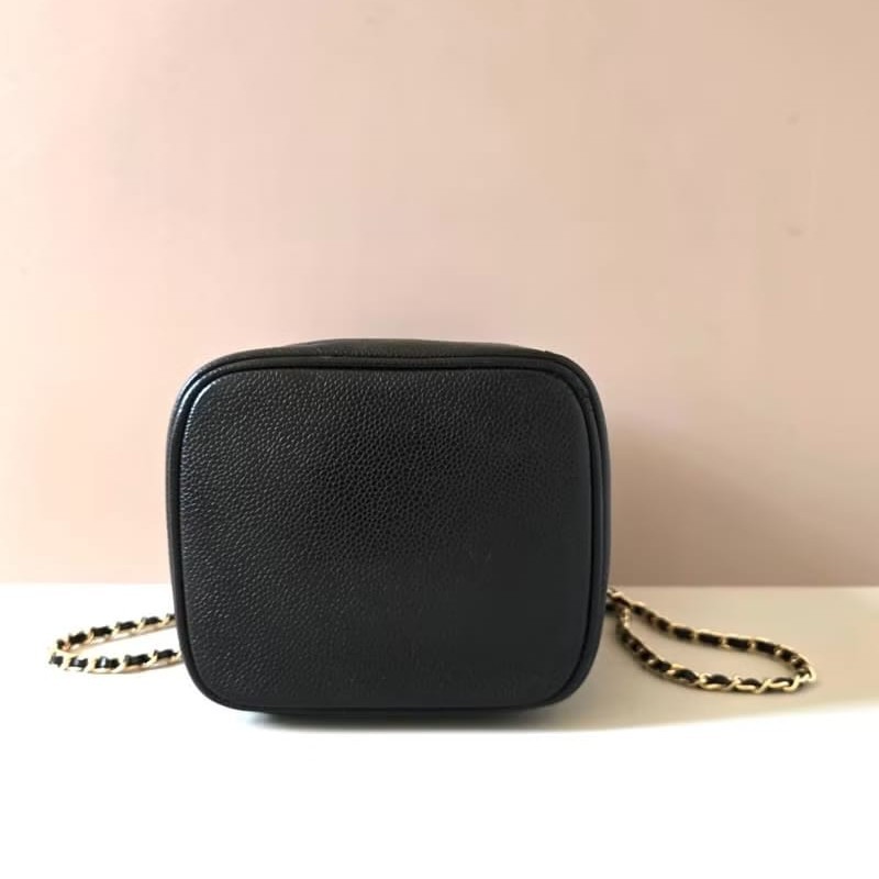 絕版古董包 Chanel黑色魚子醬化妝盒子包 斜背包 側背包 單肩包-7