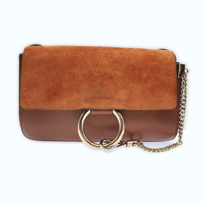 Chloe蔻依 青年FAYE系列 橫款 小牛皮牛皮革 手鐲包單肩包手提包 女款 褐色-0