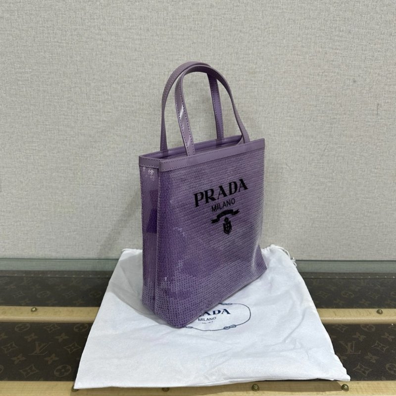 PRADA 紫色紗網亮片mini托特子母包 20*22*7 99新配件塵袋保卡購證-1