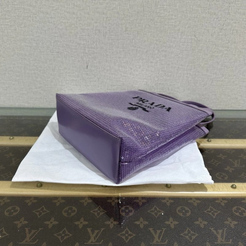 PRADA 紫色紗網亮片mini托特子母包 20*22*7 99新配件塵袋保卡購證-2