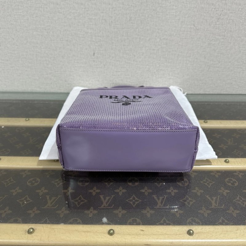 PRADA 紫色紗網亮片mini托特子母包 20*22*7 99新配件塵袋保卡購證-3