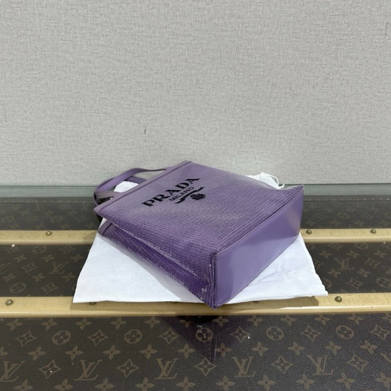 PRADA 紫色紗網亮片mini托特子母包 20*22*7 99新配件塵袋保卡購證-4