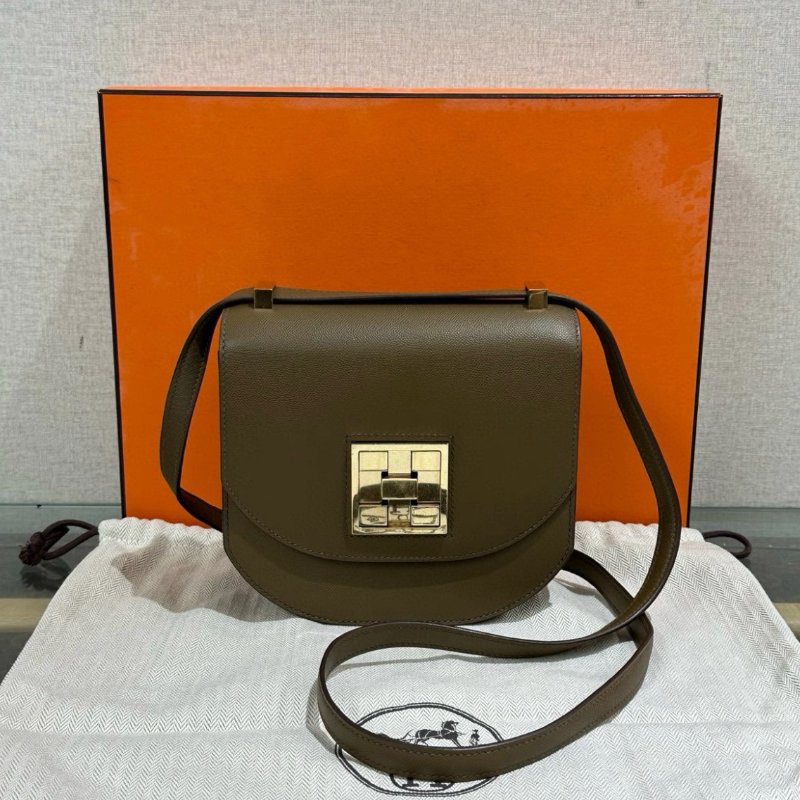 HERMES 栗子色金扣mosaique 馬賽克mini肩背包17*16*5 99新配件盒子塵袋-0
