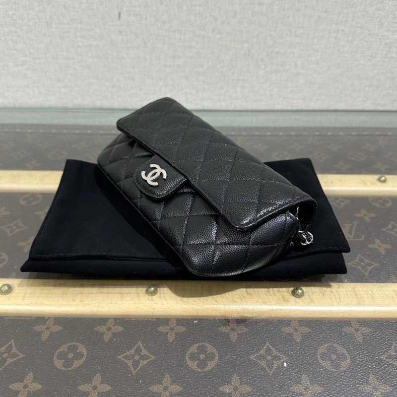 CHANEL 21K黑銀肩背斜背眼鏡包18.5*9*4.5 99新 配件盒子塵袋保卡-2