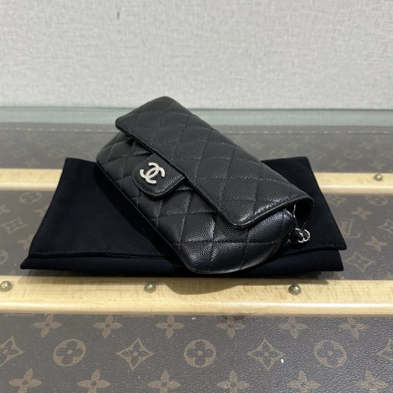 CHANEL 21K黑銀肩背斜背眼鏡包18.5*9*4.5 99新配件盒子塵袋保卡-2