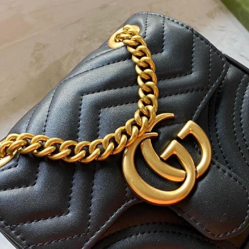 Gucci GG marmont black leather bag-3