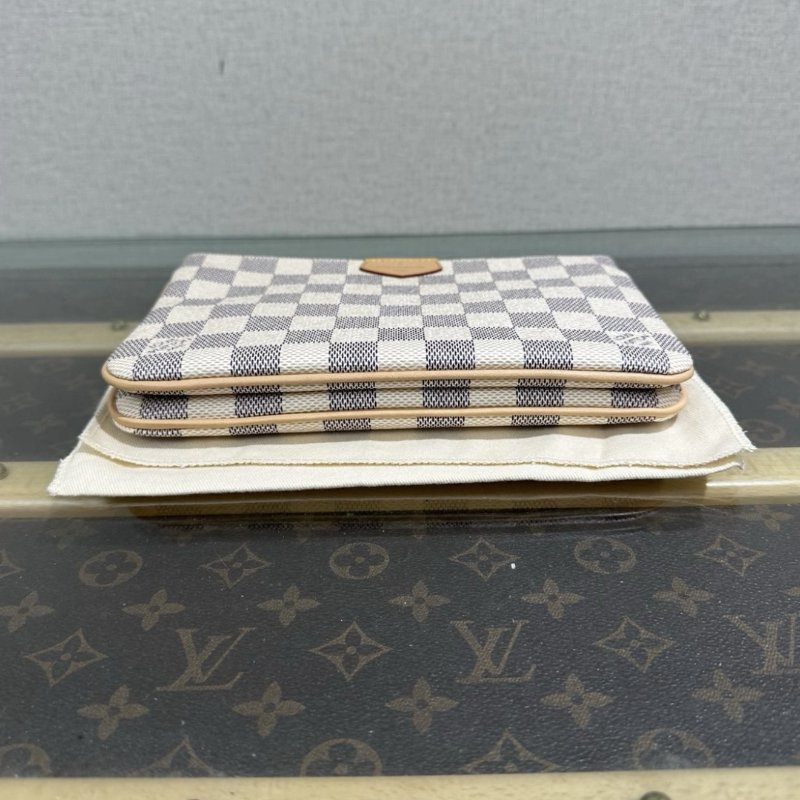 LV 白棋盤Double Zip二合一肩背麻將包 20*12.5*2 99新配件盒子塵袋吊牌購證-4