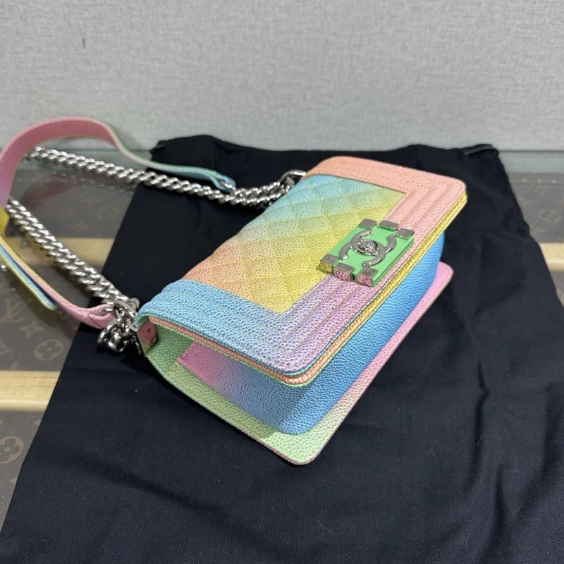 CHANEL 彩虹漸變leboy小號鏈條包 20.5* 12*8.5 99新配件盒子塵袋保卡-4