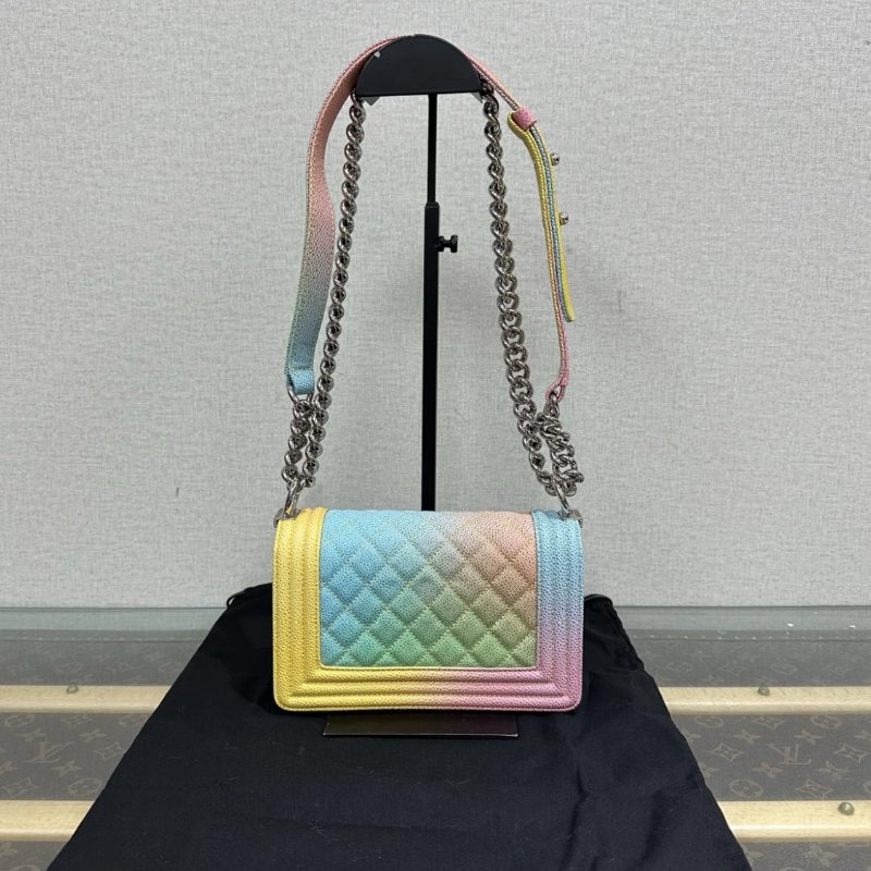 CHANEL 彩虹漸變leboy小號鏈條包 20.5* 12*8.5 99新配件盒子塵袋保卡-5