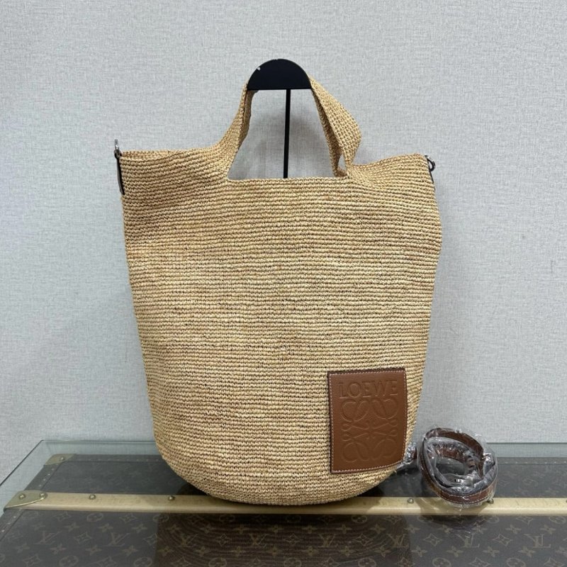 LOEWE草編slit大號腋下手提包 39*42*1 98新-0