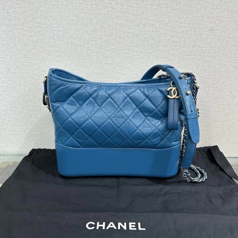 CHANEL 藍色中號流浪肩背斜背包 28*21*8 98新配件塵袋-0