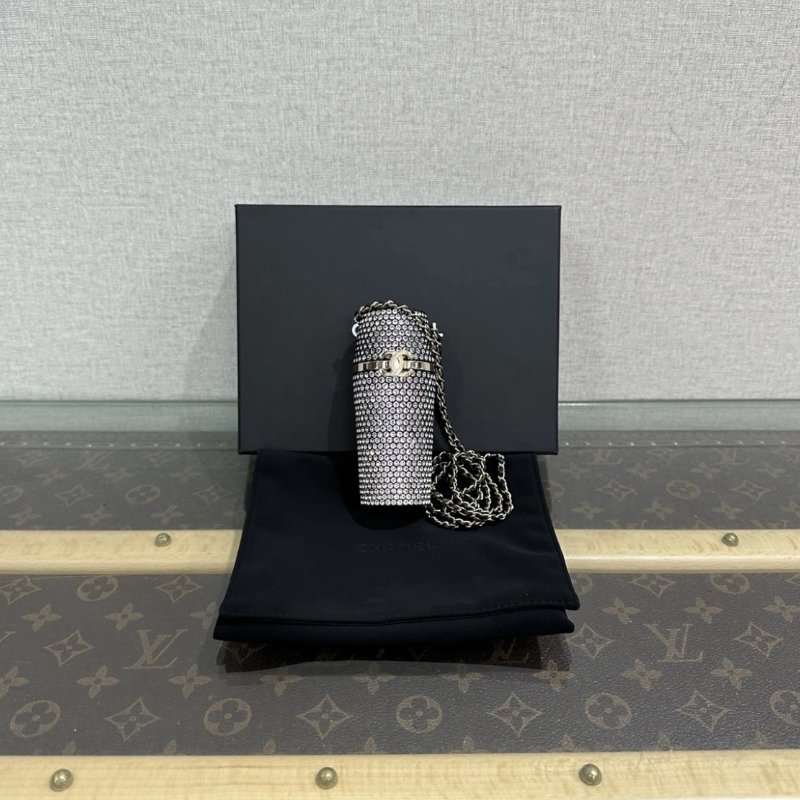 CHANEL 21K滿鑽王一博同款限量口紅項鍊包 3.5**3.5*10 98新配件盒子塵袋-0