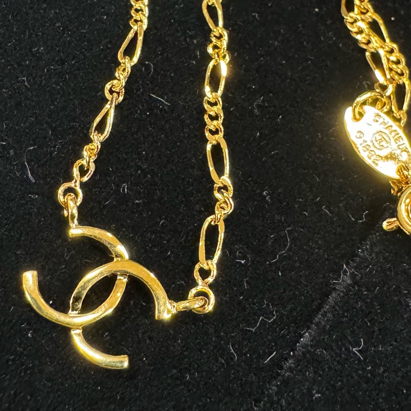 Chanel vintage 24k金 logo 鎖骨鏈 項鏈 項鍊 Jennie同款-2