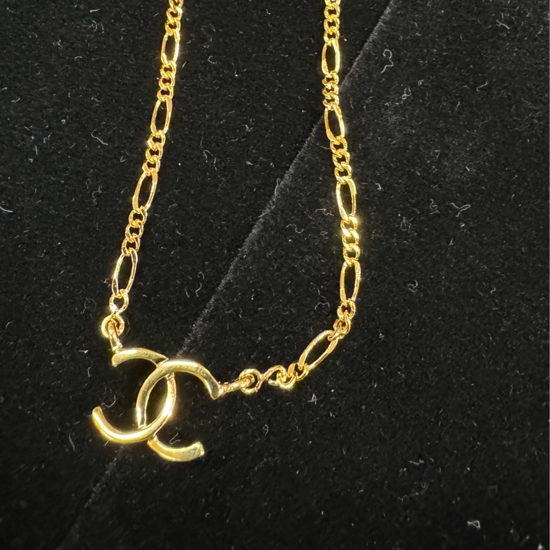 Chanel vintage 24k金 logo 鎖骨鏈 項鏈 項鍊 Jennie同款-3