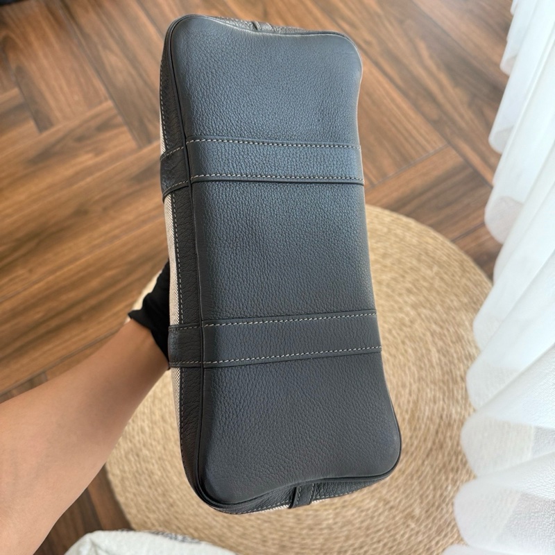 hermes花園帆布拼皮黑白熊貓花園30聖誕紅內里限定款(限定款本身就無刻印)-7