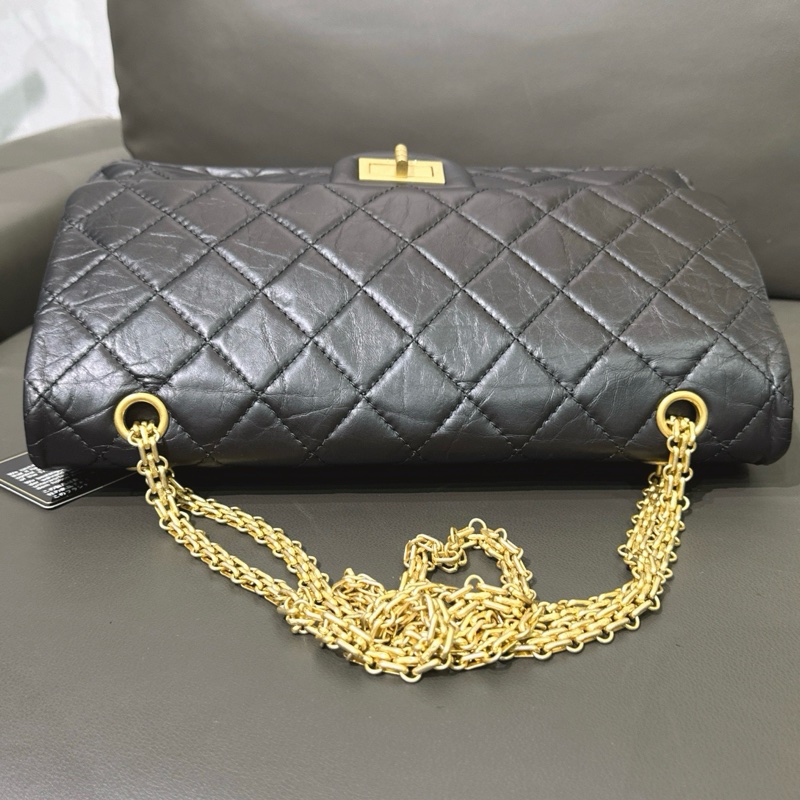 CHANEL香奈儿黑金2.55大号单肩斜挎链条包-6