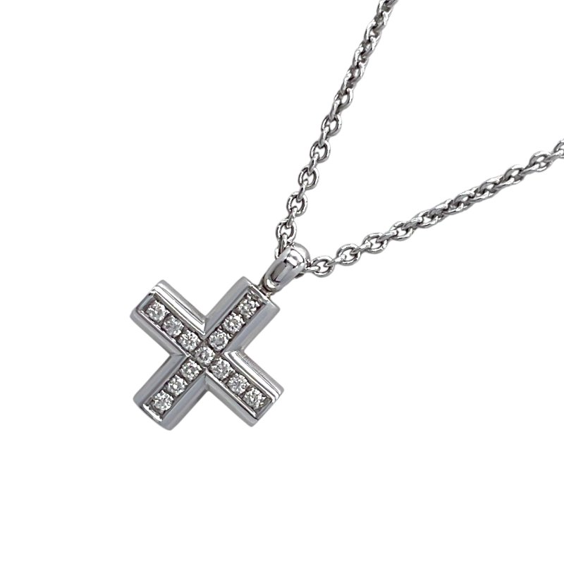 BVLGARI 寶格麗 Greek Cross 白金 鑽石 項鏈-0