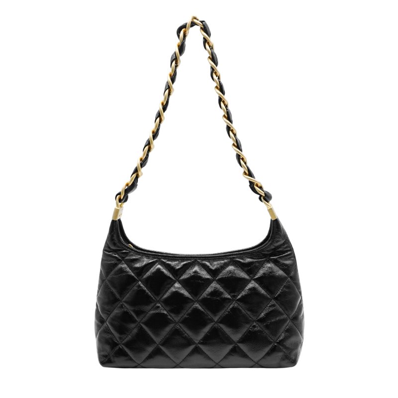 Chanel Hobo 油蠟牛皮霧金粗鍊肩背包(AS4923-黑)-2