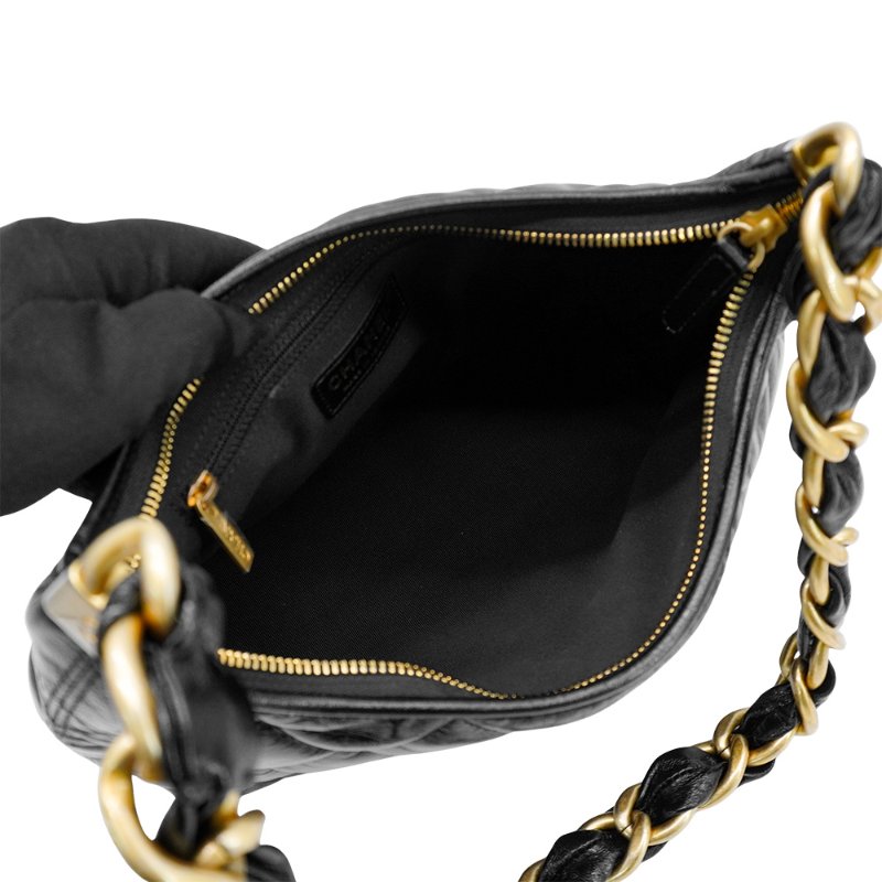 Chanel Hobo 油蠟牛皮霧金粗鍊肩背包(AS4923-黑)-4