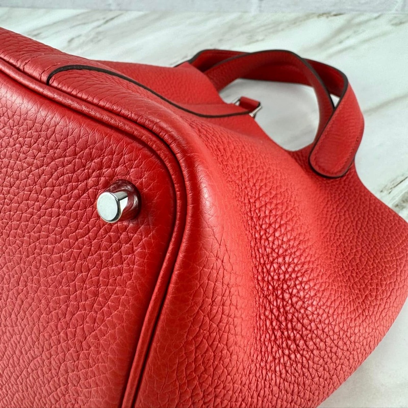 Hermès Picotin 18  菜籃子 紅色銀釦-8
