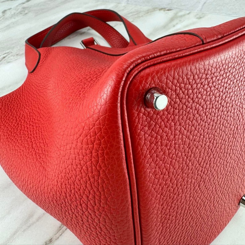 Hermès Picotin 18  菜籃子 紅色銀釦-9