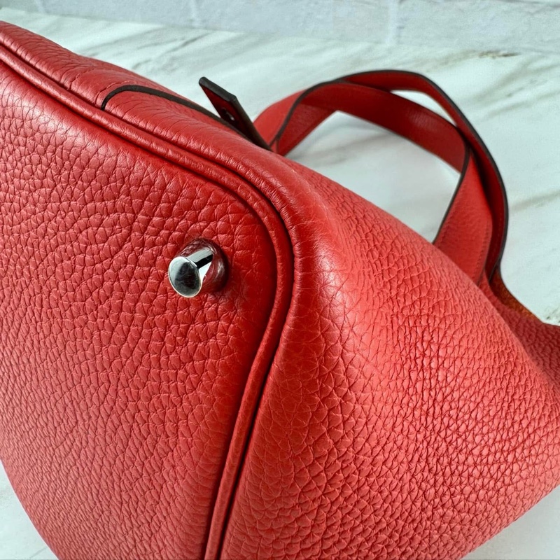 Hermès Picotin 18  菜籃子 紅色銀釦-10