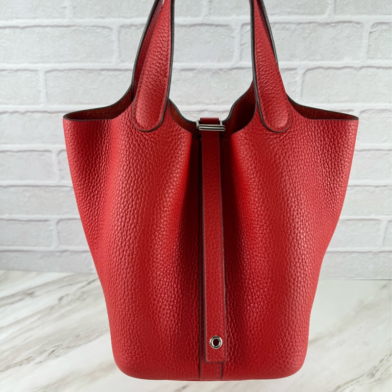 Hermès Picotin 18  菜籃子 紅色銀釦-15