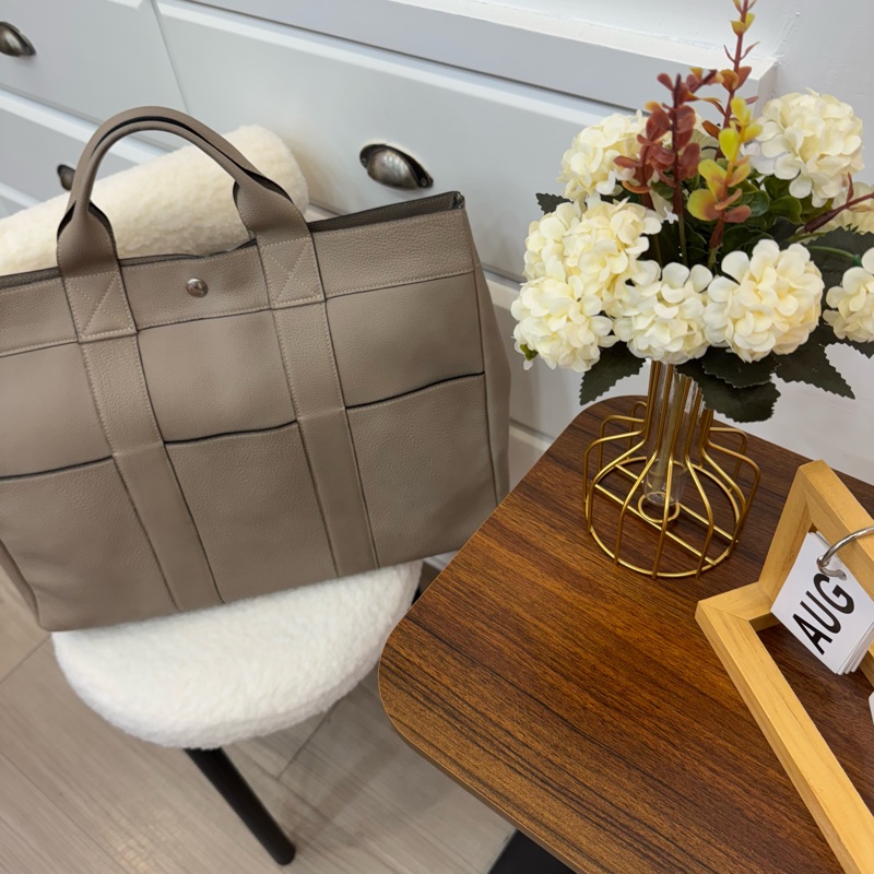 Hermès 大象灰全皮手提包-1