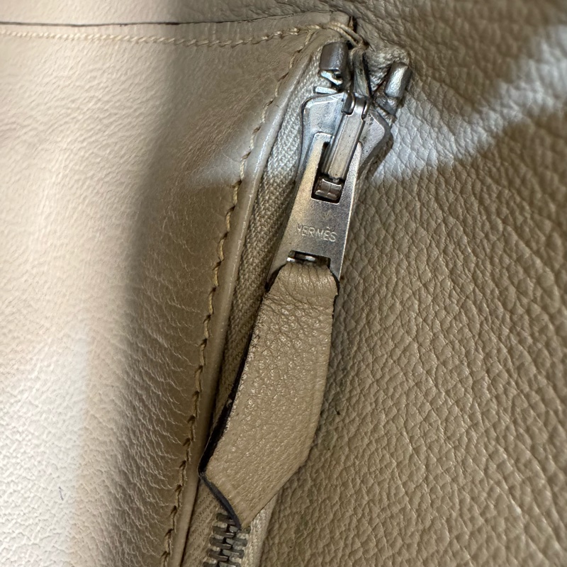 Hermès 大象灰全皮手提包-16