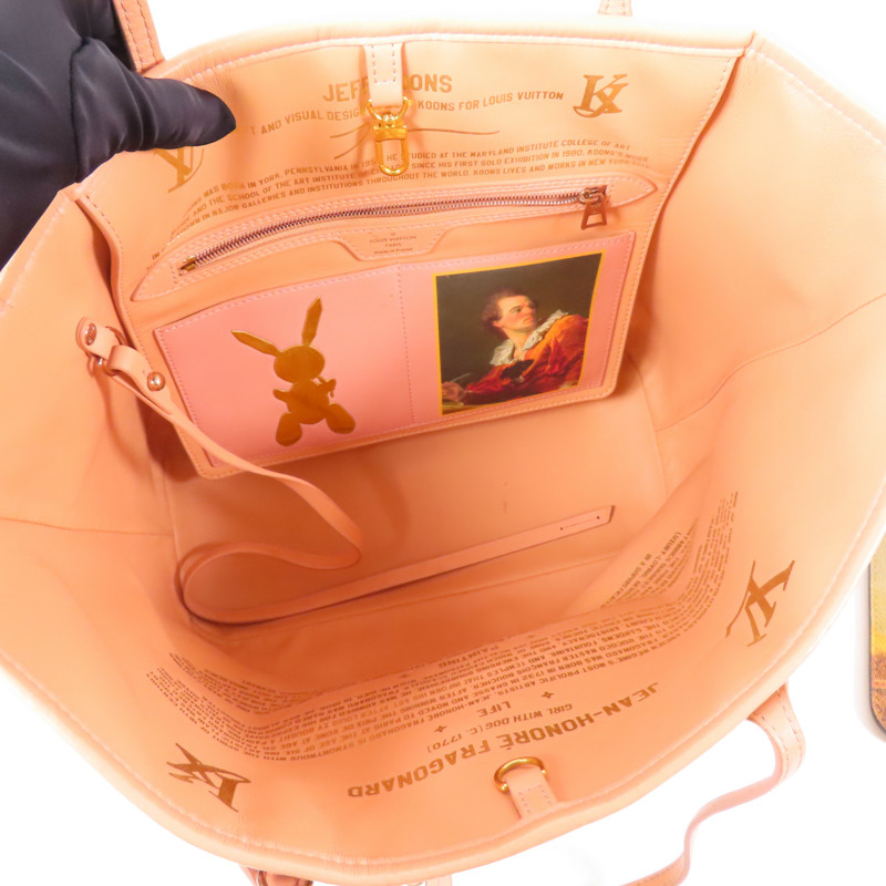 LOUIS VUITTON 塗層帆布/牛皮皮革Masters Collection Fragonard Neverfull MM手挽袋棕色/粉紅色-4