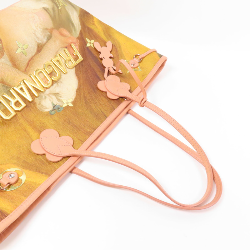 LOUIS VUITTON 塗層帆布/牛皮皮革Masters Collection Fragonard Neverfull MM手挽袋棕色/粉紅色-7