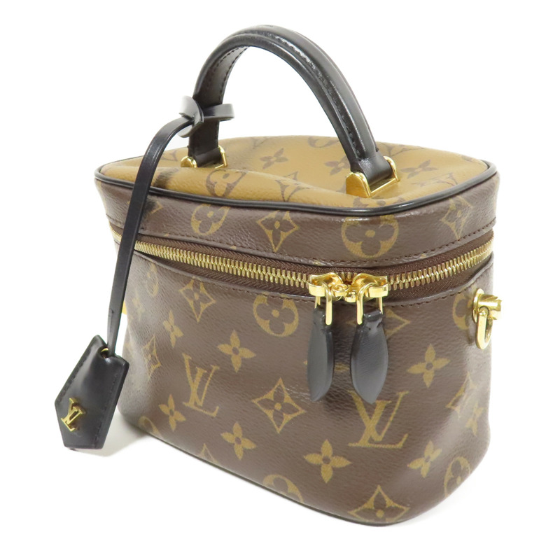 LOUIS VUITTON Monogram Reverse Vanity PM金扣手挽肩背兩用袋棕色-2