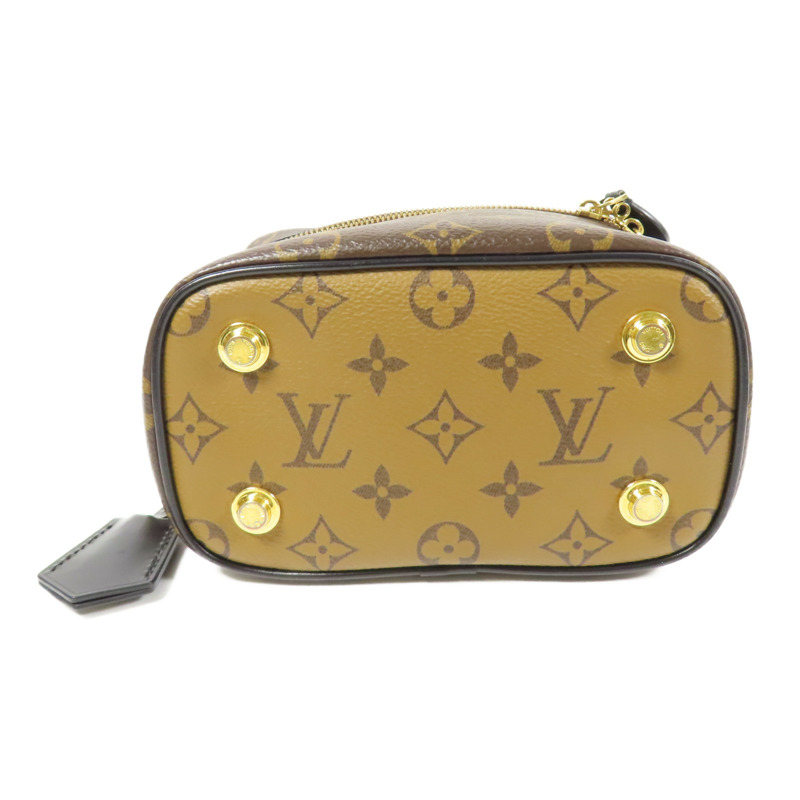 LOUIS VUITTON Monogram Reverse Vanity PM金扣手挽肩背兩用袋棕色-3