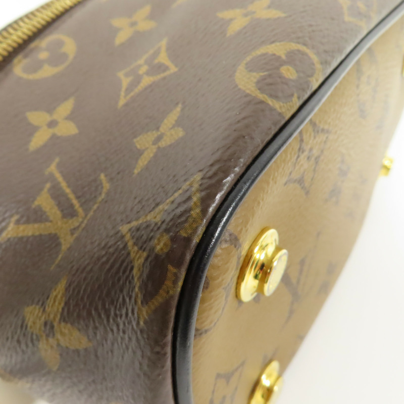 LOUIS VUITTON Monogram Reverse Vanity PM金扣手挽肩背兩用袋棕色-7