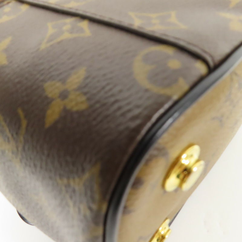 LOUIS VUITTON Monogram Reverse Vanity PM金扣手挽肩背兩用袋棕色-9