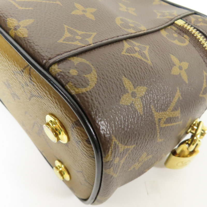 LOUIS VUITTON Monogram Reverse Vanity PM金扣手挽肩背兩用袋棕色-10