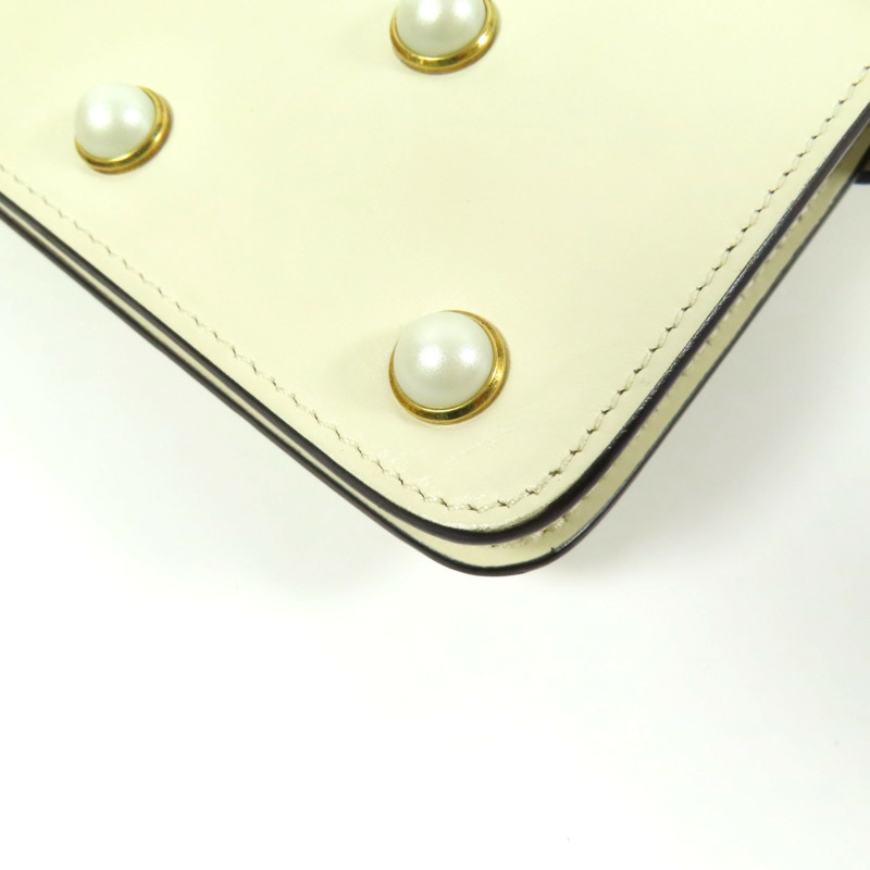 GUCCI 牛皮皮革Broadway Pearl Bee金扣肩背袋-11